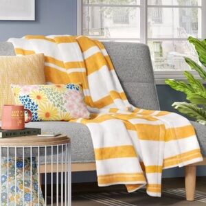 Room Essentials Mustard and White Striped Blanket